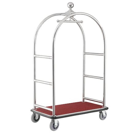 Global Industrial Silver Stainless Steel Bellman Cart Curved Uprights 6 Rubber Casters, 41-1/4L x 24W x 73H 985118SL